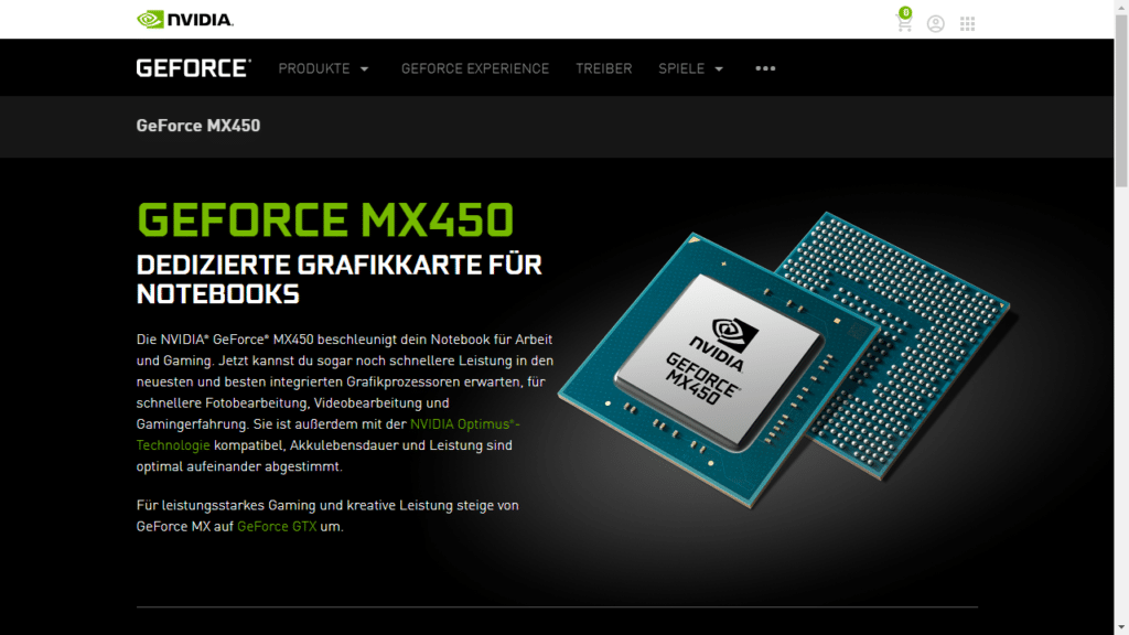 Nvidia MX450 Detail