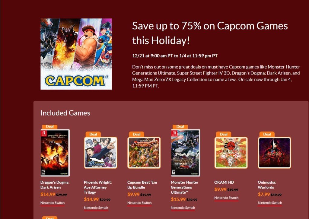 Capcom Holiday Sale